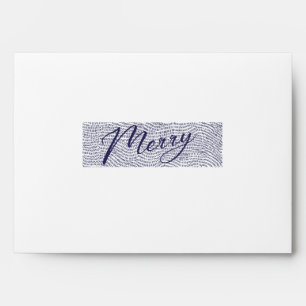 Modern Custom Doodle White Blue Merry Christmas Envelope