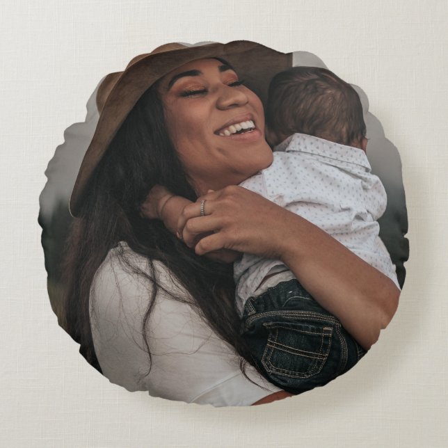 Modern Custom Double Sided Two Full Photo Round Cushion (Front)