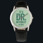 Modern Custom Dr. Name Date Dark Green Button Watch<br><div class="desc">Modern Custom Dr. Name Date Dark Green watch.</div>
