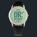 Modern Custom Dr. Name Date Dark Green Button Watch<br><div class="desc">Modern Custom Dr. Name Date Dark Green watch.</div>