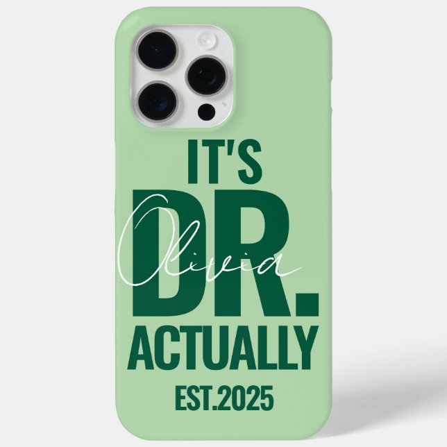 Modern Custom Dr. Name Date Dark Green  Case-Mate iPhone Case (Back)
