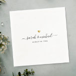Modern Custom Elegant Script Calligraphy Wedding N Napkin<br><div class="desc">Minimalist printed gold heart wedding napkins with your custom names in elegant script calligraphy over the date of your celebration.</div>