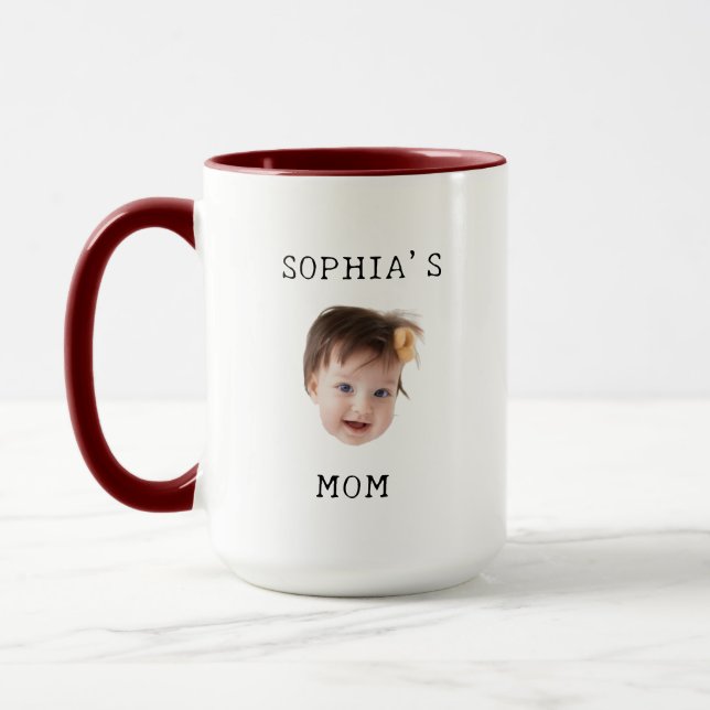 Modern custom face gift for new mum birthday gift  mug (Left)