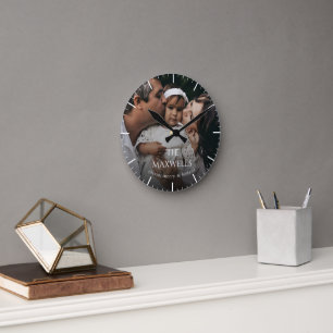 Modern Custom Family Baby Photo Round Clock