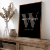Modern Custom Family Last Name Wall Art Elegant