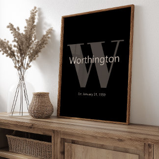 Modern Custom Family Last Name Wall Art Elegant