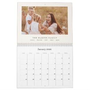 Modern Custom Family Name Photo Calendar 2026