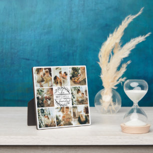 Modern Custom Family Photo Collage Monogram Gift Plaque
