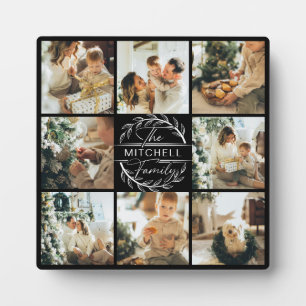 Modern Custom Family Photo Collage Monogram Gift Plaque