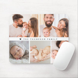 Modern Custom Family Photo Collage Personalised Mouse Pad