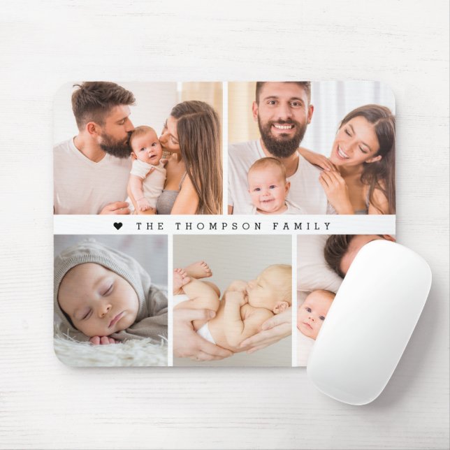 Modern Custom Family Photo Collage Personalised  Mouse Pad (With Mouse)