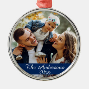 Modern Custom Family Photo Silver Metal Tree Decoration