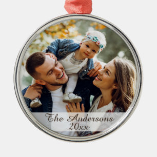 Modern Custom Family Photo Silver Metal Tree Decoration