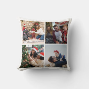Modern Custom Four Photo Collage Cushion