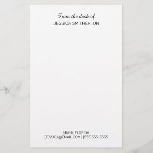 Modern Custom From Desk Name Contact Information  Stationery