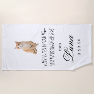 Modern Custom Gift For Bride And Groom Name Cat Beach Towel