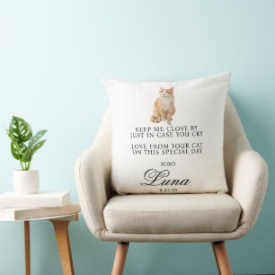 Modern Custom Gift For Bride And Groom Name Cat Cushion