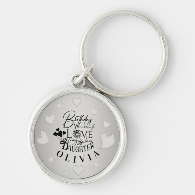 Modern Custom Gifts For Daughter Key Ring (Front)