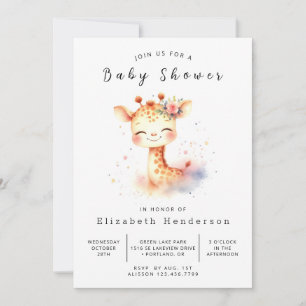 Modern Custom Giraffe Baby Shower Invitation