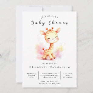 Modern Custom Giraffe Baby Shower Invitation