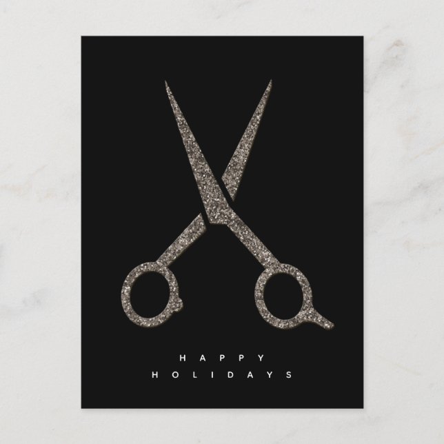 modern CUSTOM glitter scissors Hairdresser Postcard (Front)