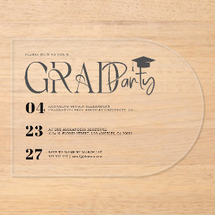 Modern Custom Graduation Party Invite Acrylic Invitations