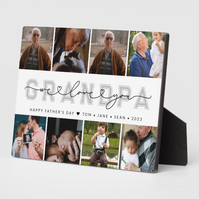Modern Custom GRANDPA Father’s Day Photo Collage Plaque (Side)