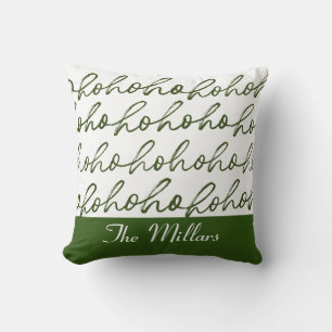 Modern Custom Green Christmas Script Pattern Cushion