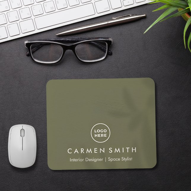 Modern Custom Green Olive with Logo Mouse Pad (Creator Uploaded)