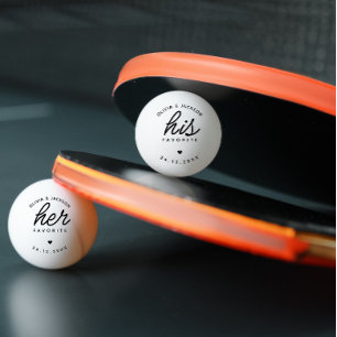 Modern Custom His Favourite Wedding Black Text Ping Pong Ball