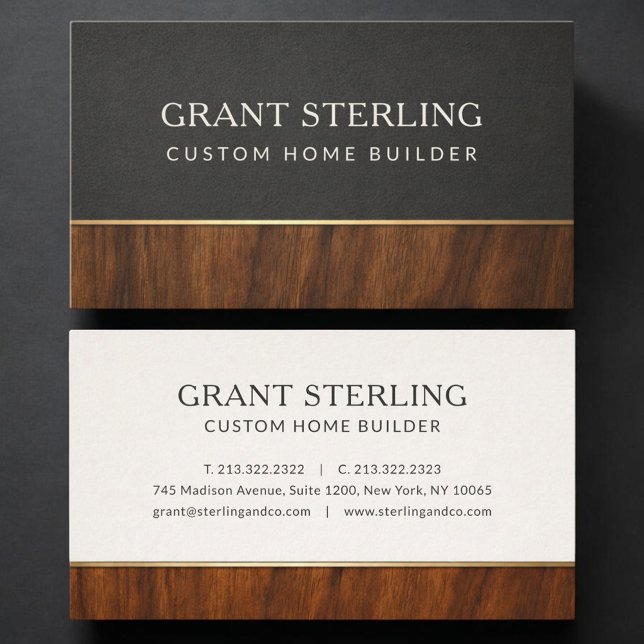 Modern Custom Home Builder Wood Professional Business Card (Creator Uploaded)