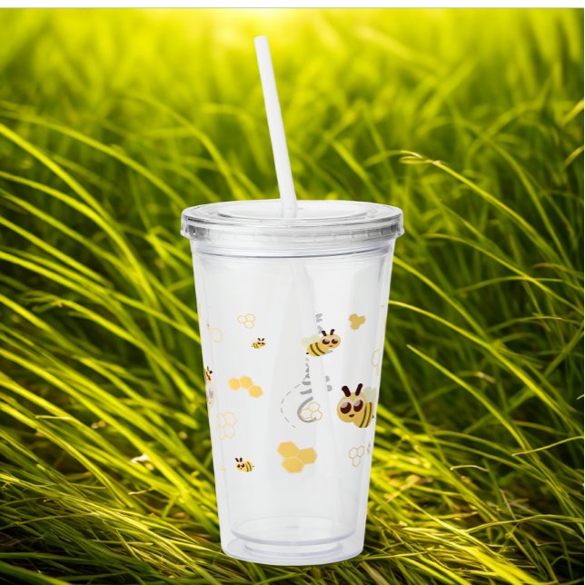 Modern Custom Honey Bee Name  Acrylic Tumbler (Modern custom name honey bee acraylic tumbler.)