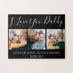 Modern Custom I Love You Daddy 3 Photo Jigsaw Puzzle