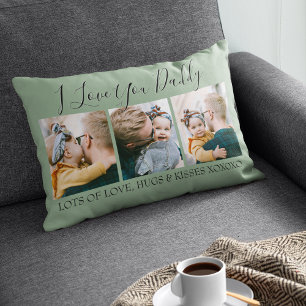 Modern Custom I Love You Daddy   3 Photo Lumbar Cushion
