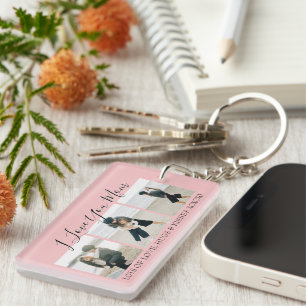 Modern Custom I Love You Mum   3 Photo Keychain