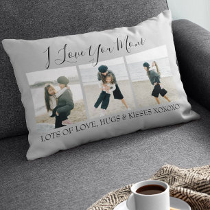 Modern Custom I Love You Mum   3 Photo Lumbar Cushion