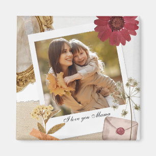Modern Custom I Love You Mum Photo Magnet