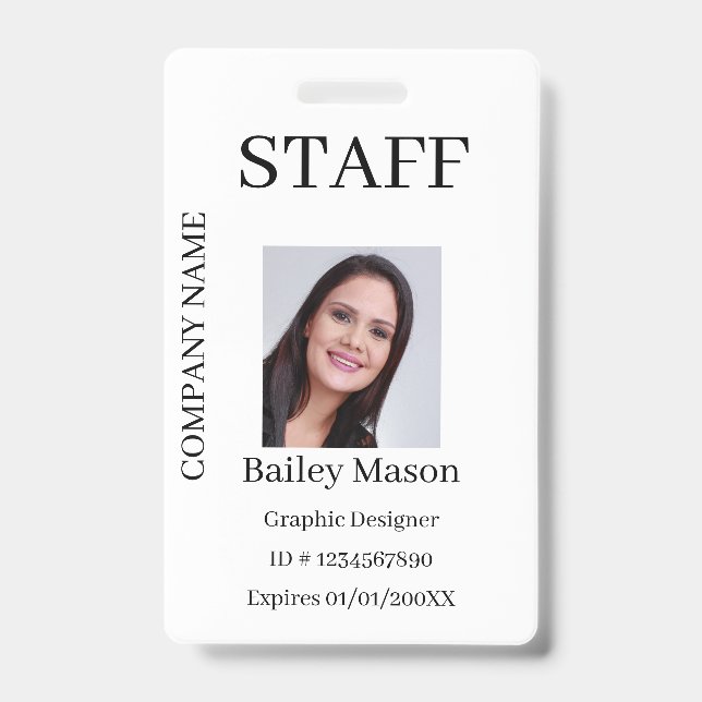 Modern Custom ID Staff Photo Badge (Front)