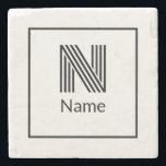 Modern Custom Initial Letter Name  Stone Coaster<br><div class="desc">Custom Initial Name. Font can be changed by clicking the "Edit Design" button.</div>