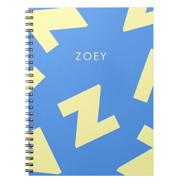 Modern Custom Initial, Personalised Letter & Name Notebook (Front)