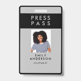 Modern Custom Journalist Press Pass Photo ID Logo Badge