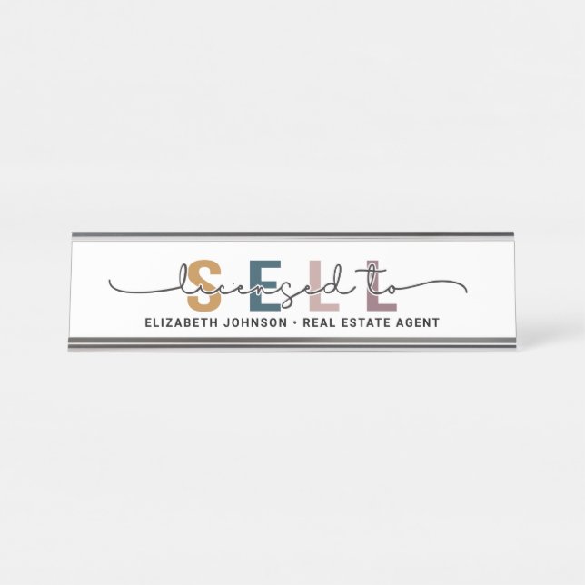 Modern Custom Licensed to Sell Realtor Name Plate (Front)