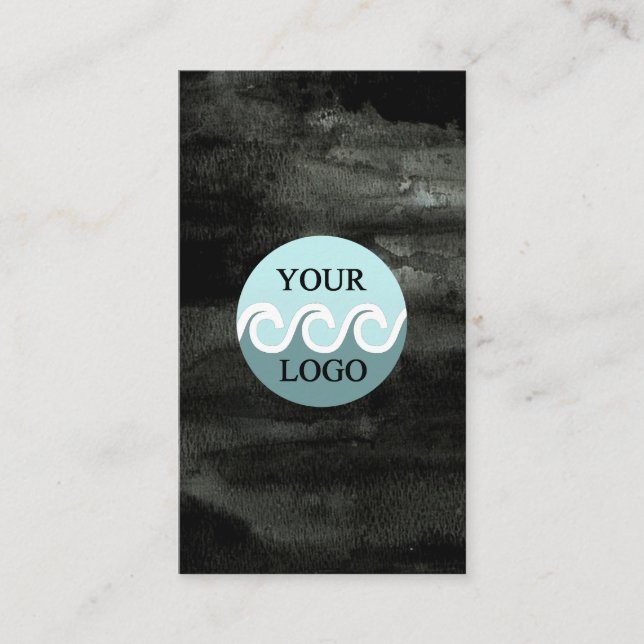 Modern custom logo aquarel black vertical business card (Front)