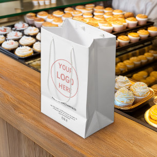 Modern Custom Logo Bakery Medium Gift Bag