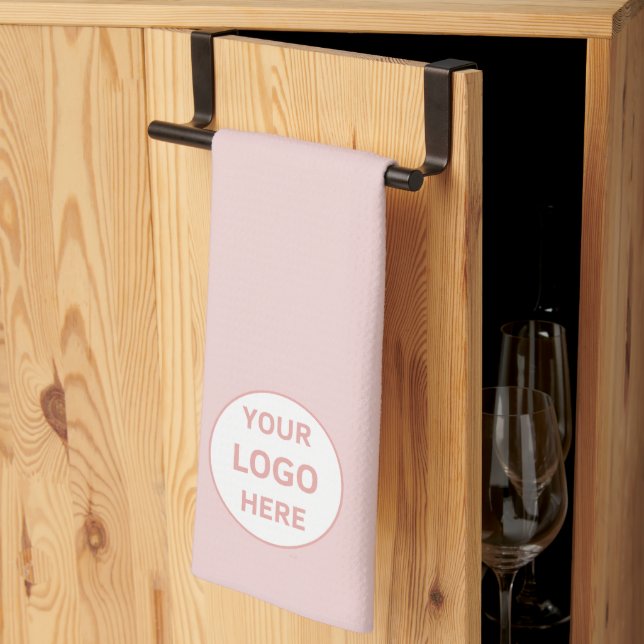 Modern Custom Logo Bakery Pink Tea Towel (Thirds Fold)