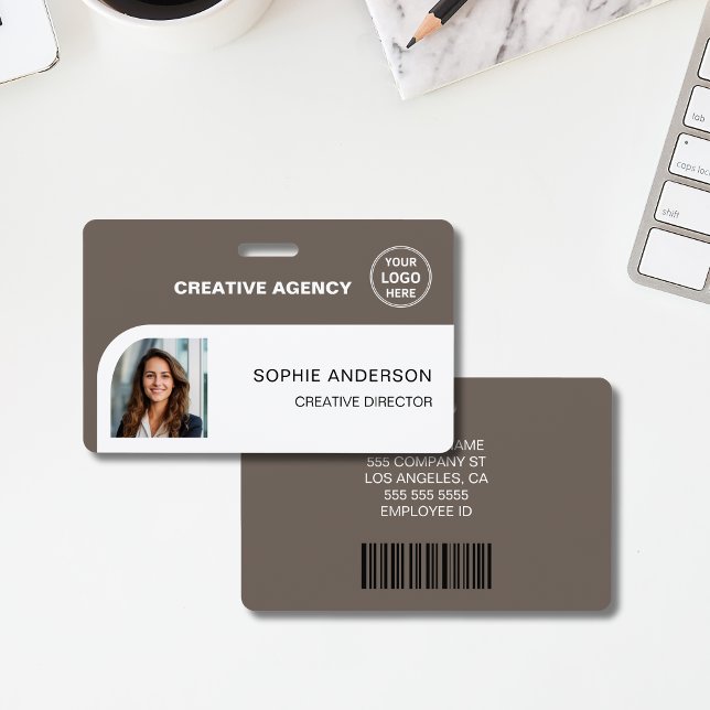 Modern Custom Logo Bar Code Employee Staff Name ID Badge (Modern Custom Logo Bar Code Employee Staff Name Badge)