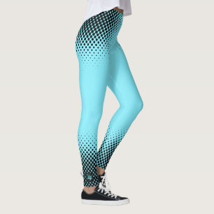 Modern Custom Logo Black Halftone on Electric-Blue Leggings