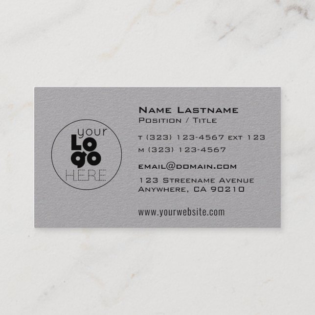 Modern Custom Logo Grey Masculine Business Cards (Back)