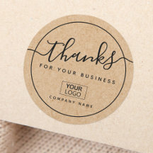 Modern custom logo Kraft look business thank you