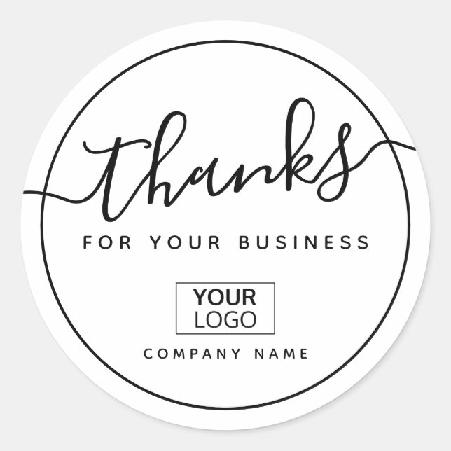 Modern custom logo minimalist business thank you classic round sticker (Front)